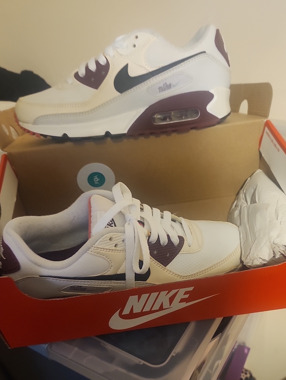 Nike White Sneakers with Burgandy Accents